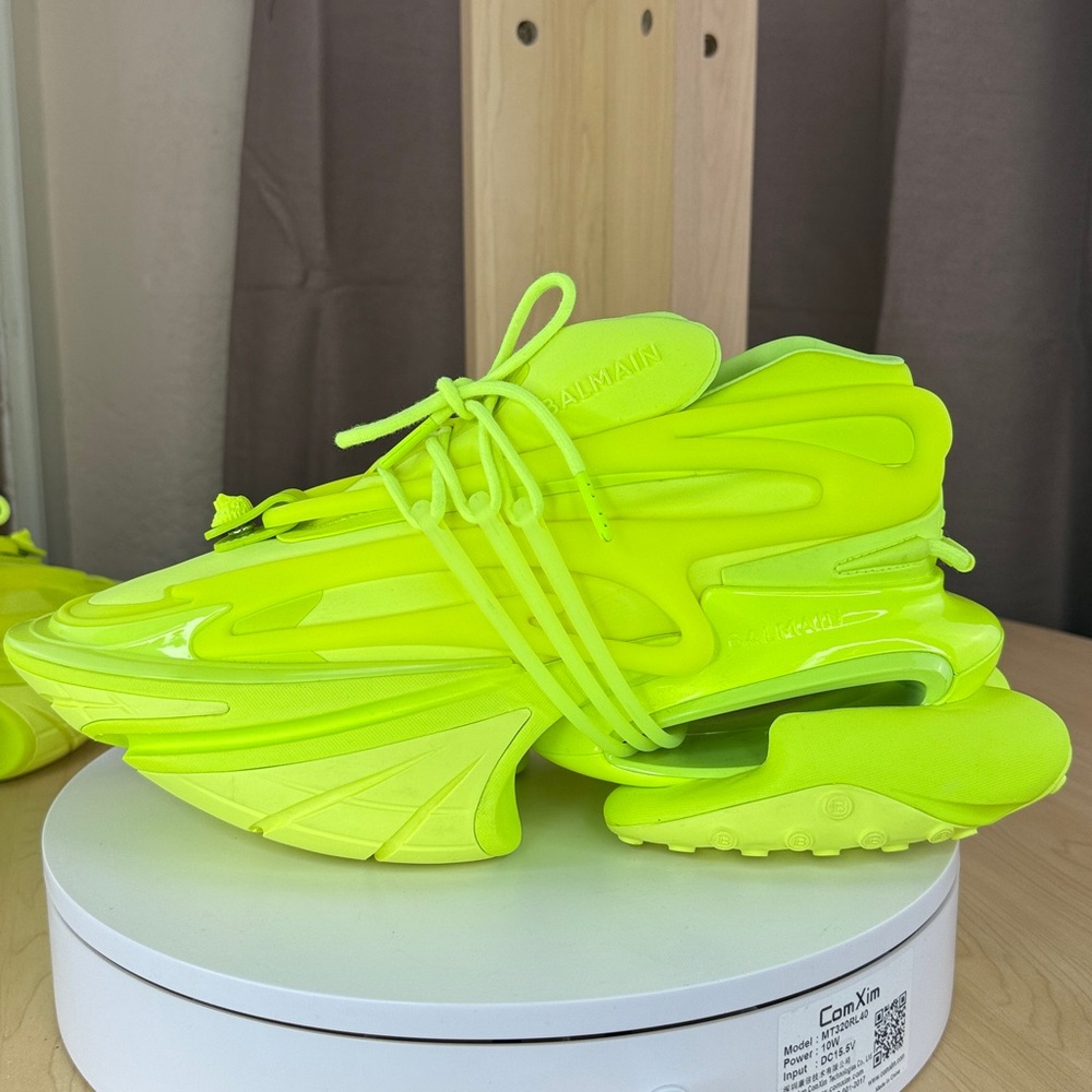 ๐ฅBALMAIN - Unicorn Low-Top Sneakers - Neon Green / Fluo Yellow - Men's US 12 - Picture 9 of 17